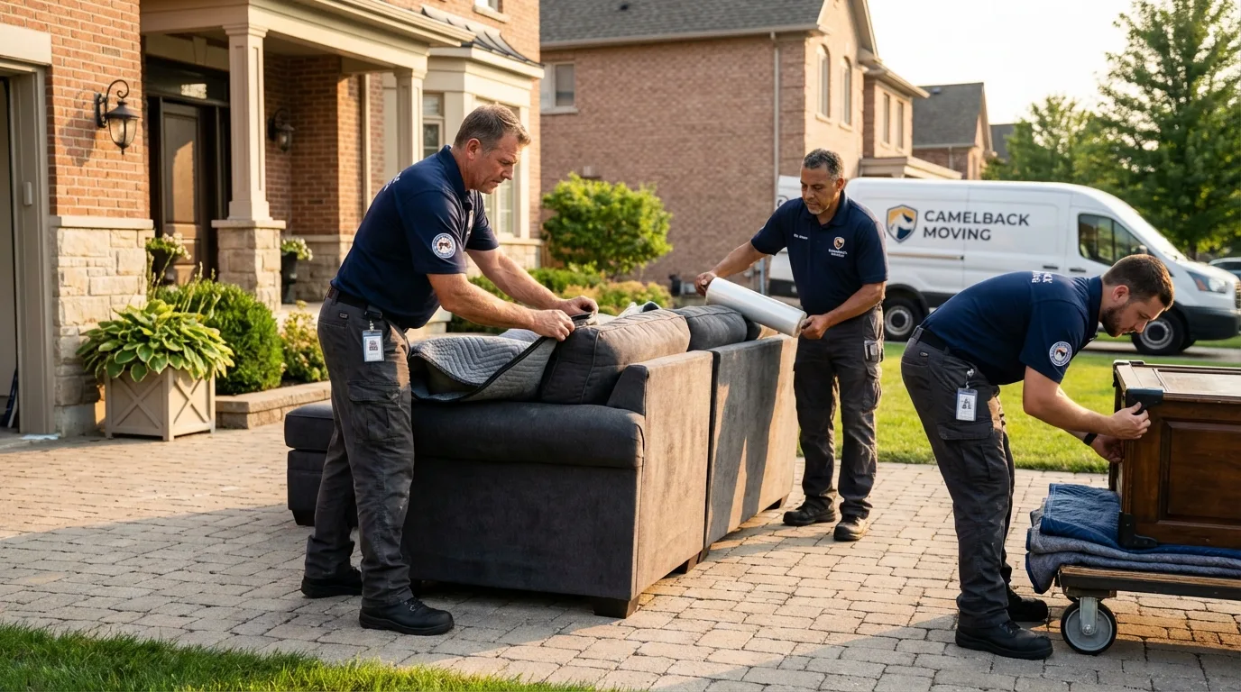 Large estate moving crew wrapping furniture in Fosston, MN